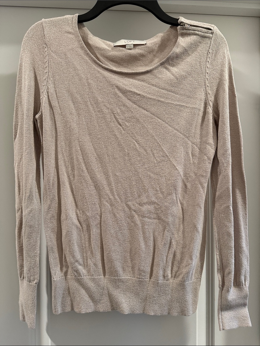 LOFT Light Cream Crewneck Lightweight Sweater
